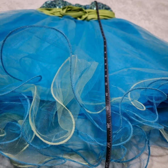 B Darlin ✦ Blue Strapless Party Dress ✦ Sequin Bodice + Tulle Flare ✦ XS EUC - Picture 16 of 17